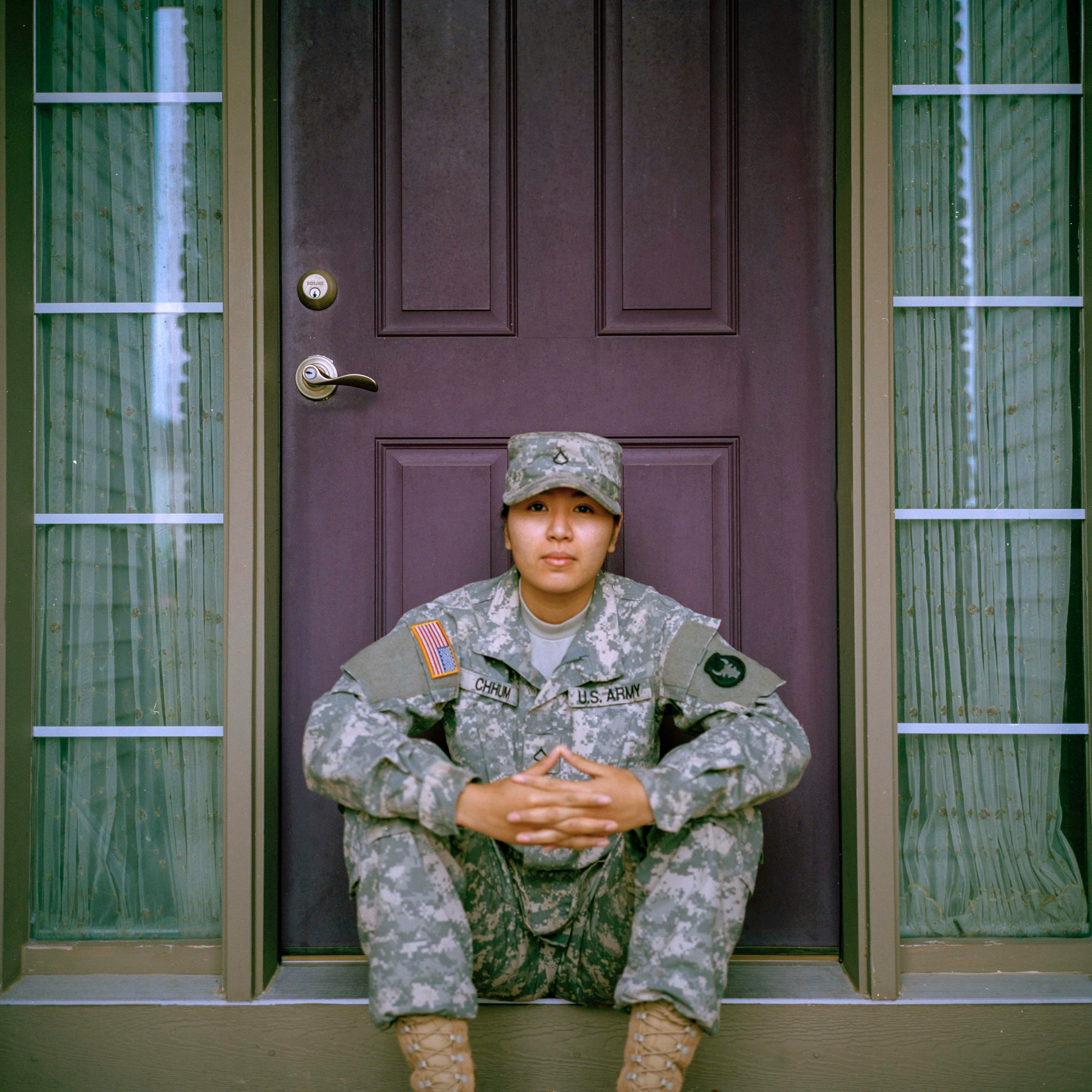 A female army soldier in uniform